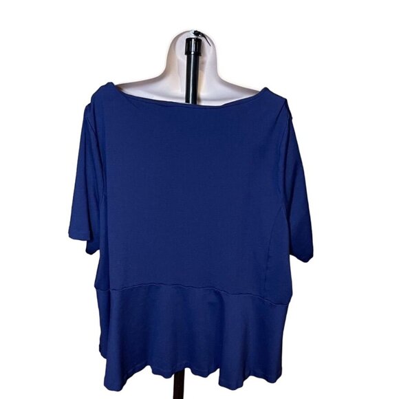 Lands End Blue Blouse Peplum Waist Plus Size 3X Career Work u - Picture 5 of 9